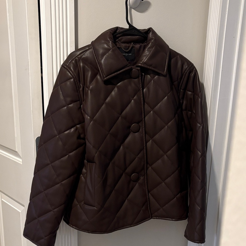 Banana Republic Quilted Brown Leather Jacket